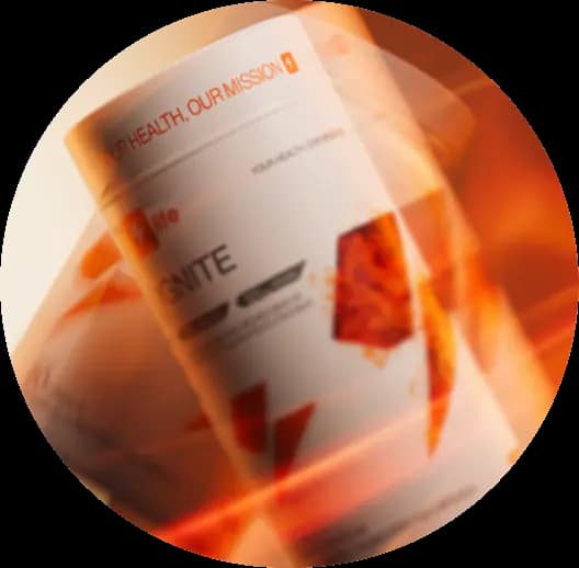 Frasco de Ignite com rastros de luz laranja
