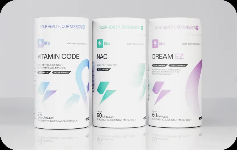 Frascos de Vitamin Code, NAC e Dream EZ lado a lado