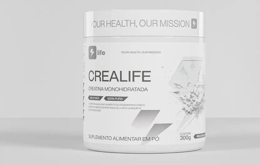 Pote de Crealife em estúdio cinza