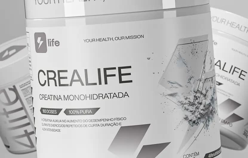 Potes de Crealife em composição, com o rótulo em destaque
