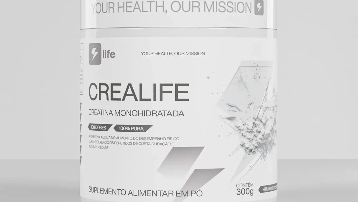 Pote de Crealife em estúdio cinza
