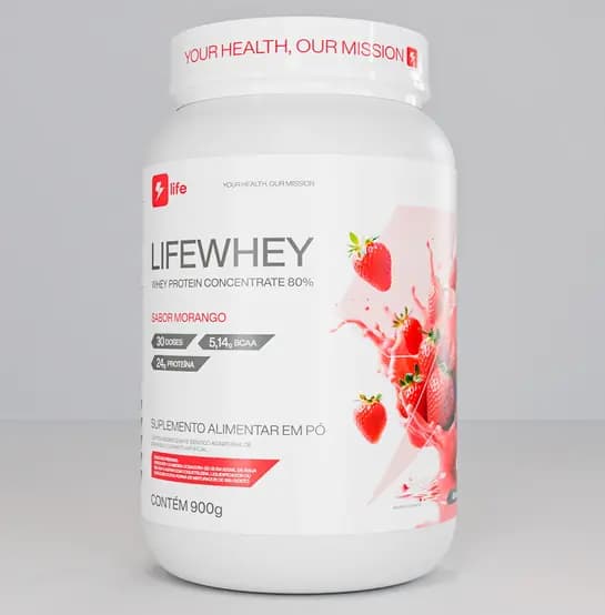 Pote de Lifewhey sabor morango