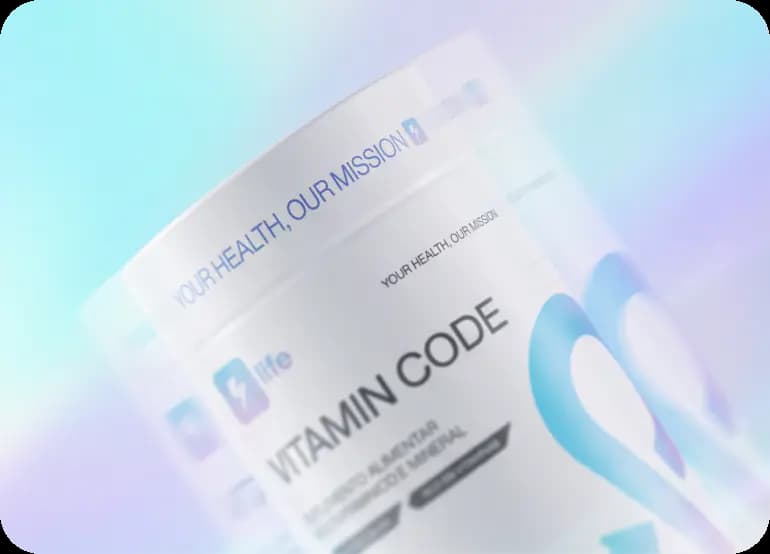 Frasco de Vitamin Code desfocado